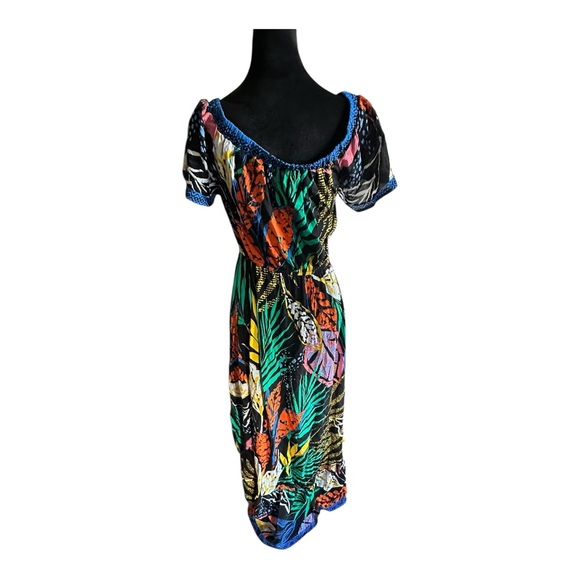 Flying Tomato Off-the-Shoulder Ruffle High-Low Tropical Print Dress – Size M - Picture 7 of 15